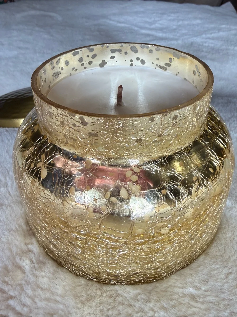Target Gold Crackle Glass Jar with Metallic Lid